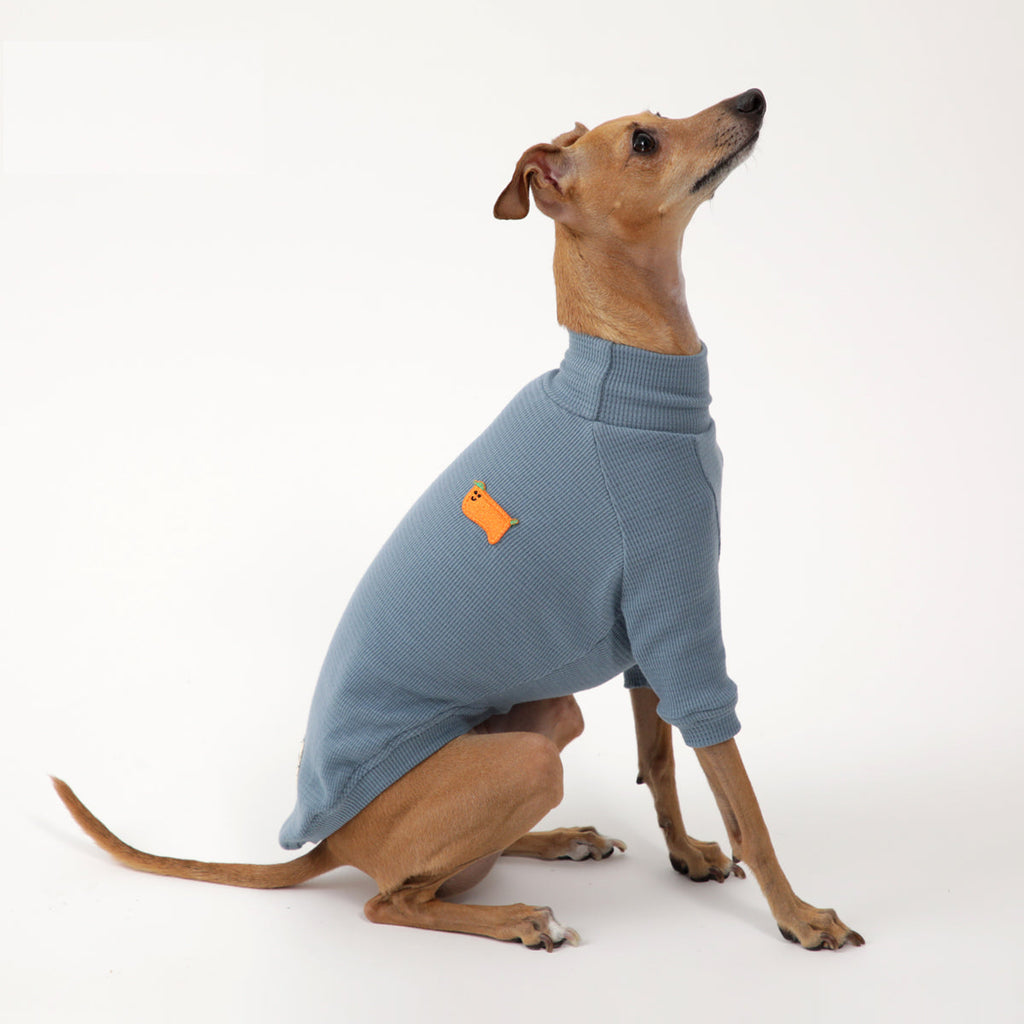 Korean Design Hound Fitted Jumper - Coral Red / Soft Blue