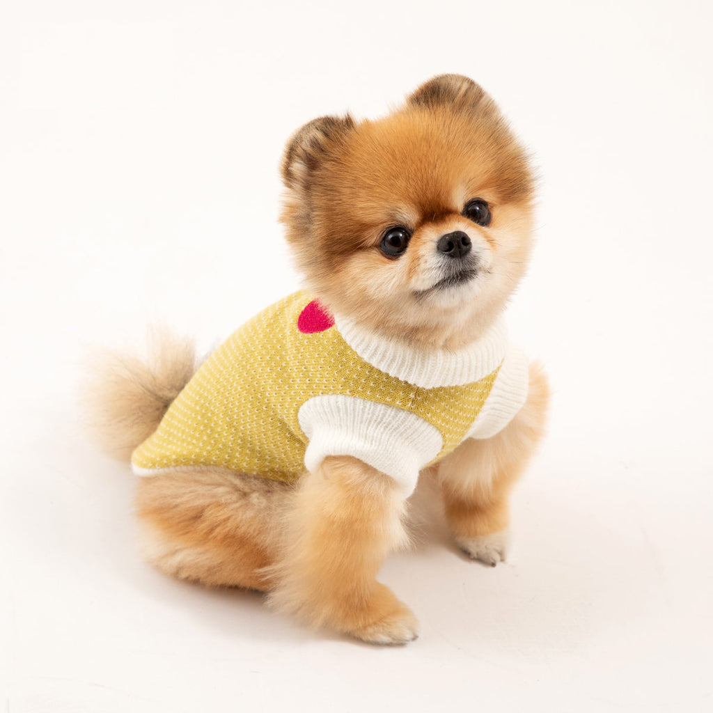 Korean Design knitted Dog / Cat Jumper - Coral Pink / Sunflower Yellow