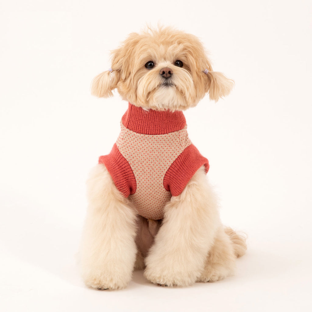Korean Design knitted Dog / Cat Jumper - Coral Pink / Sunflower Yellow