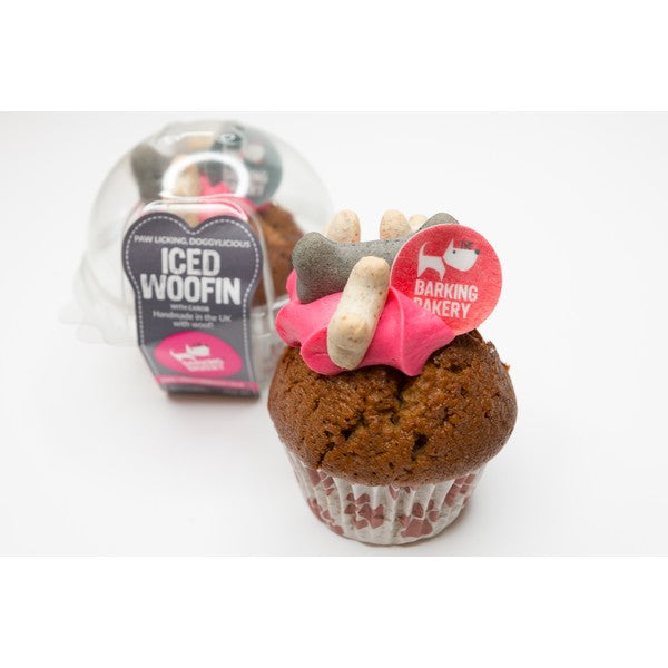 Barking Bakery Pink Iced Carob Woofin Dog Cupcake