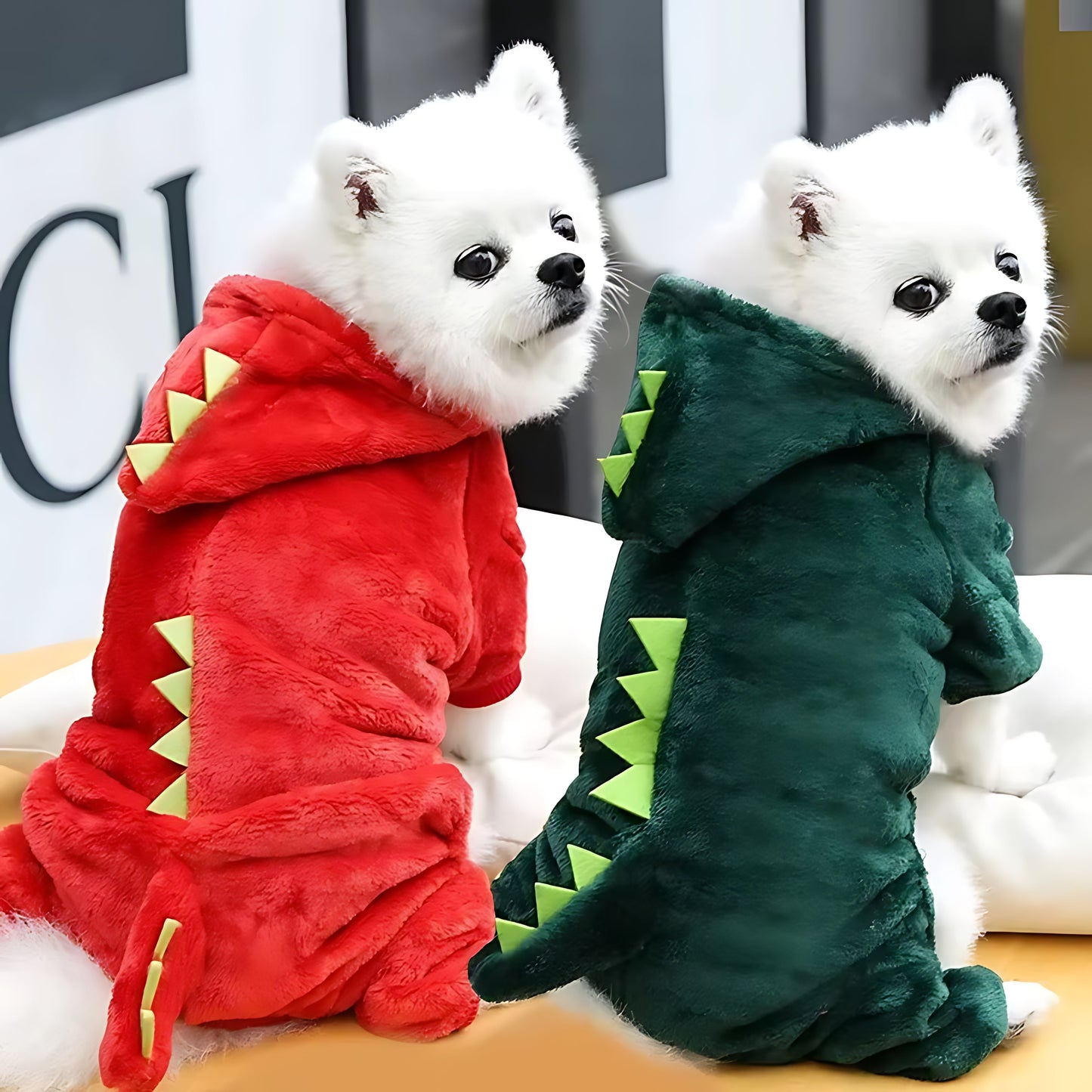 Dinosaur Dog Hoodie – Warm Fleece Winter Coat for Small Dogs