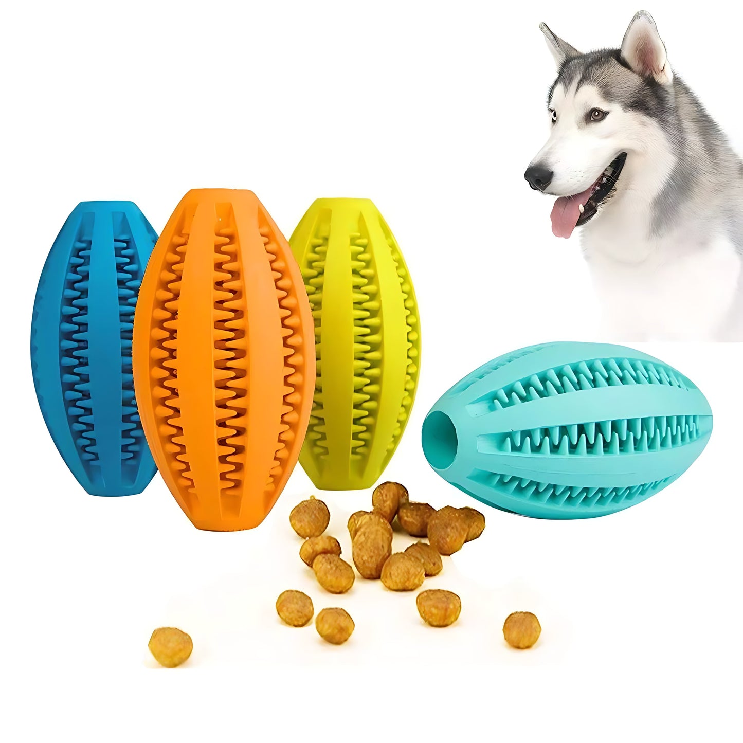 Durable Rubber Dog Treat Ball – Interactive Bouncy Chew Toy