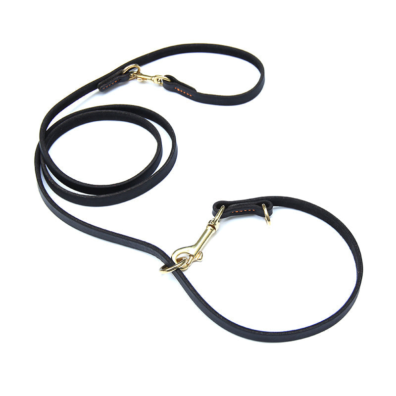 Italian Leather Multi Lead - Black / Wine Red