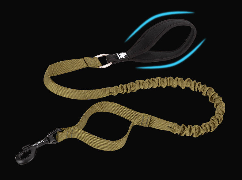 True Love Shock Absorbing Bungee Dog Lead in Olive Green & Black