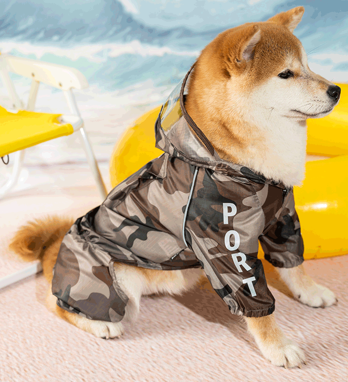 Japanese Design Full Body Light Weight Reflective Dog Raincoat