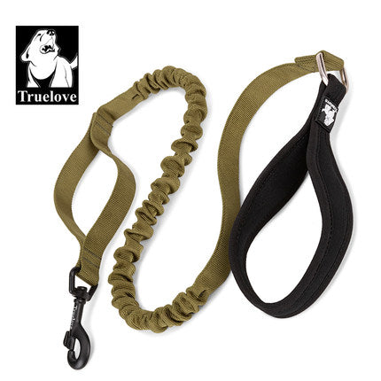 True Love Shock Absorbing Bungee Dog Lead in Olive Green & Black