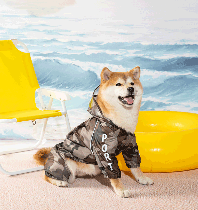 Japanese Design Full Body Light Weight Reflective Dog Raincoat