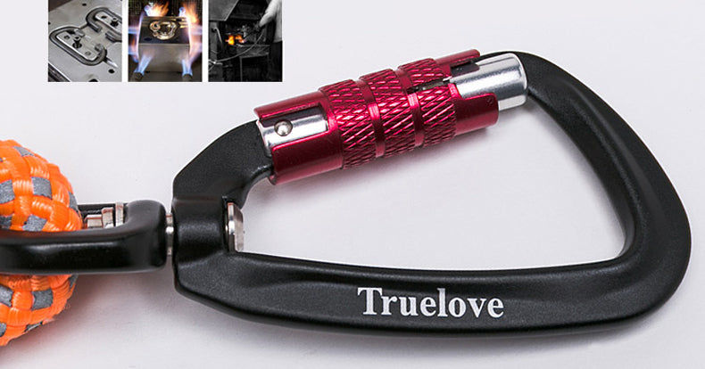 True Love - 3M Reflective Dog Lead with D-Ring Carabiner Clip hook in Neon Green / Black Silver