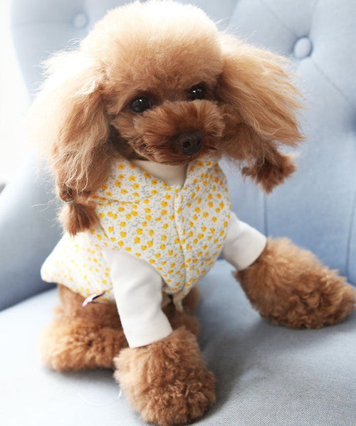 Dog Puffer Jacket Lightweight Floral Pattern