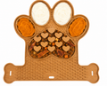 Paw-Shaped Dog Slow Feeder and Lick Mat with Treat Compartments – Brown