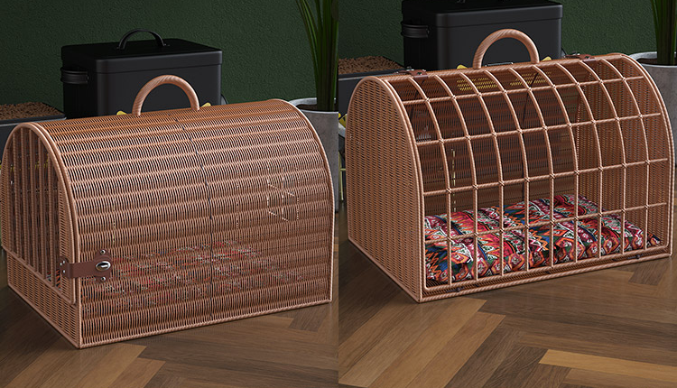 Pet Carrier/ Pet Crate Natural Look in PE Ratten