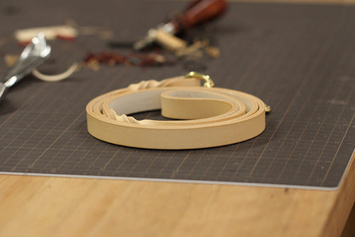 Dog Lead Italian Leather  - Natural Colour