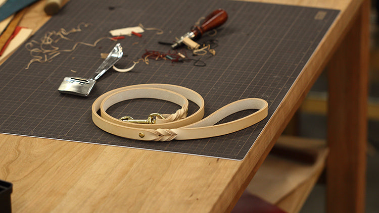 Dog Lead Italian Leather  - Natural Colour