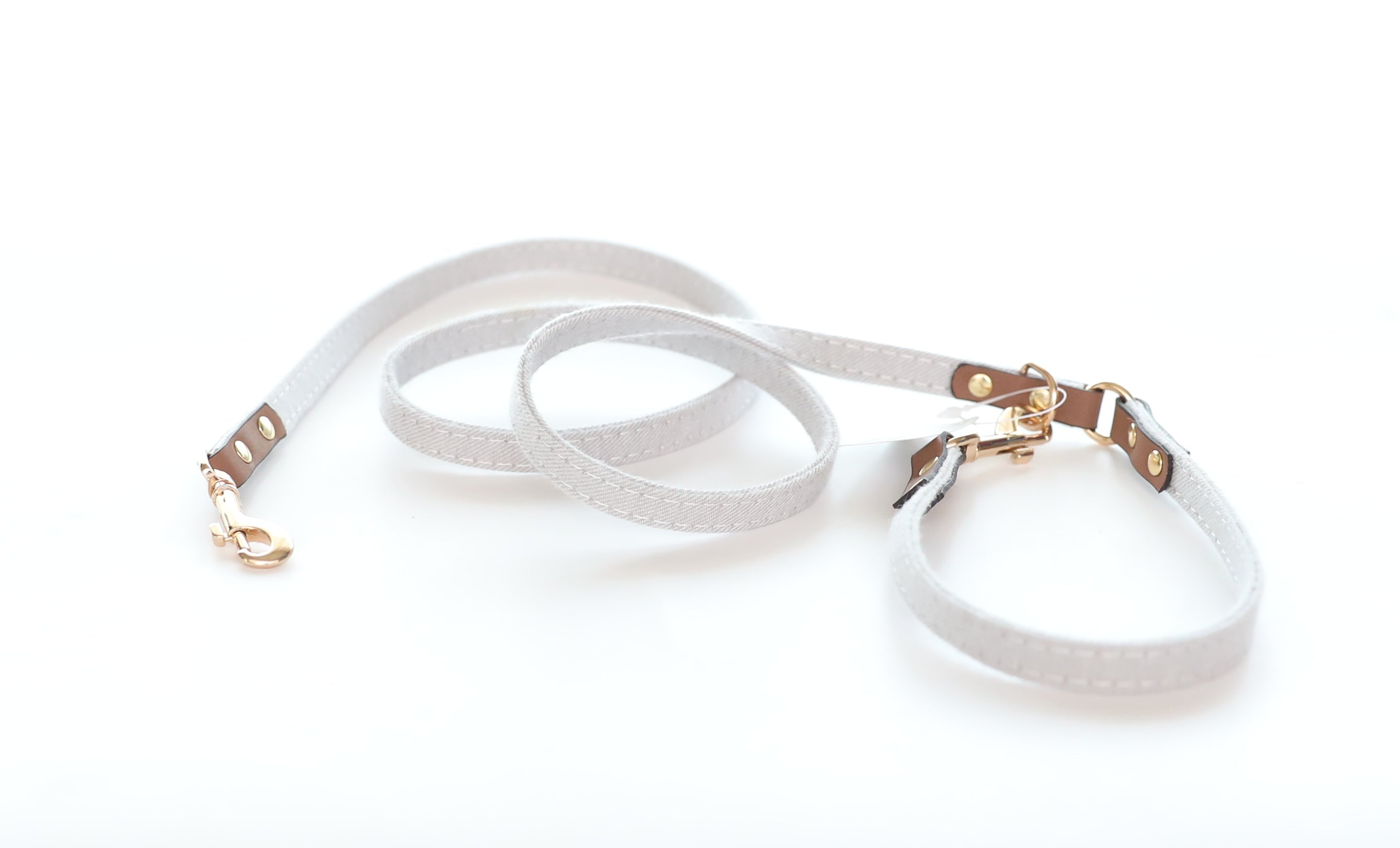 Japanese Puppy Tie - Dog Harness and Lead - Light Grey