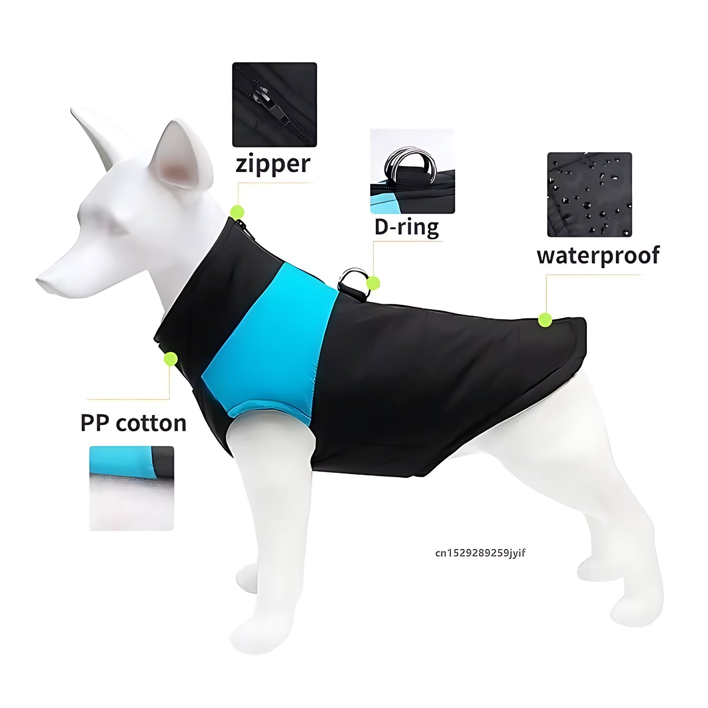 Waterproof Winter Dog Coat – Warm Padded Zipper Jacket for Small, Medium & Large Dogs