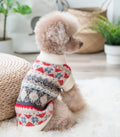 Water Repellent Faux Mink Cashmere Fleece Dog Jumper - White with red pattern