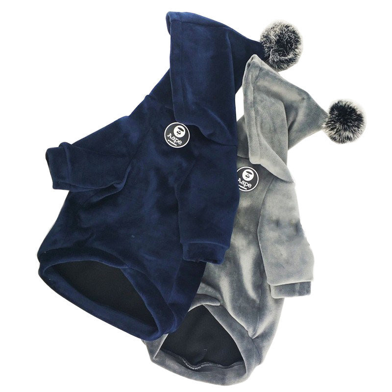 Velvet Jumper with Hoodie - Blue / Silver