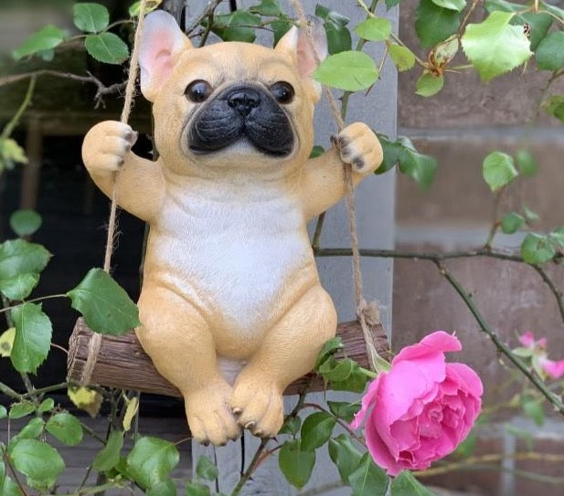 French Bulldog on a Swing - Tree Hanging Decoration